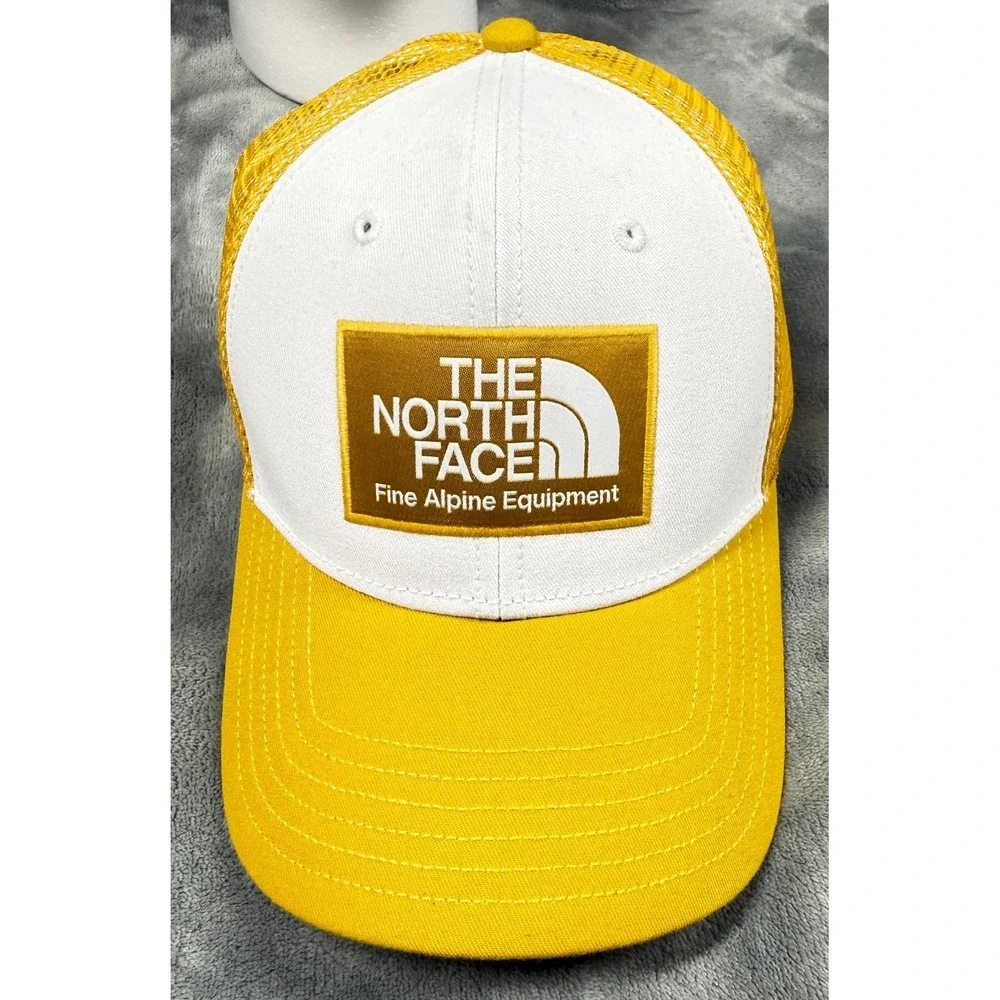 The North Face Mudder Trucker Hat Snapback White Yellow Fine Alpine Equipment